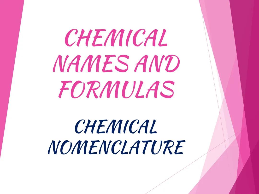 Chemistry: Chemical Nomenclature