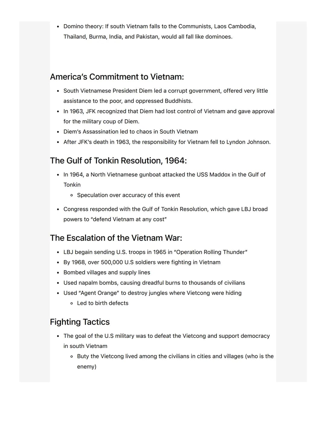 ::Knowt
Vietnam War
Most Unpopular War:
. -58,000 Americans died in the war
61% of the men killed were 21 or younger
• ~160,000 were wounded