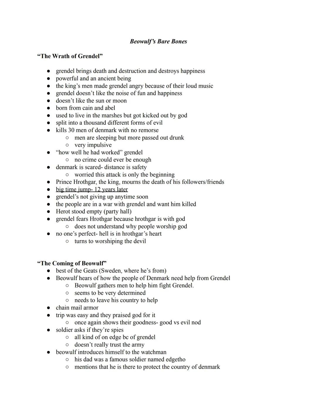 Beowulf Analysis and Questions