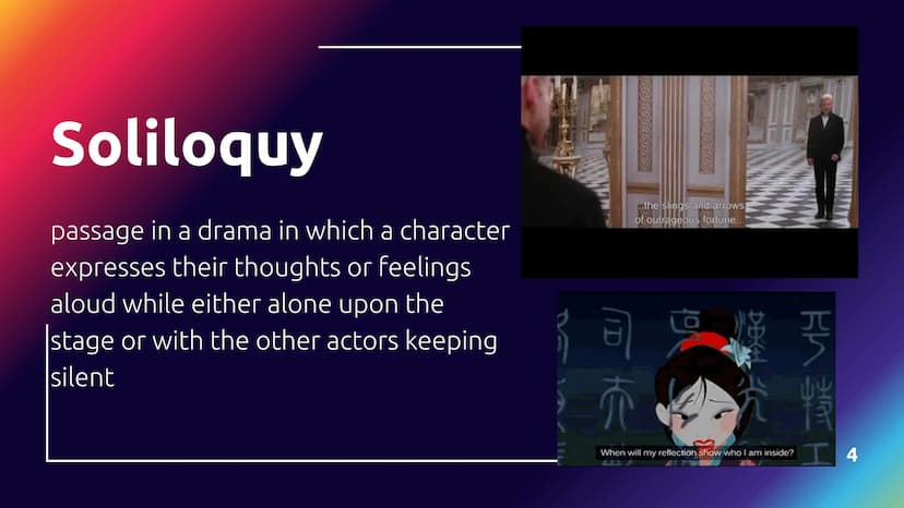 Romeo and Juliet
Terms Act 1 Scene 1 "C
Monologue
a long speech by one actor in a play or
movie, or as part of a theatrical or
broadcast pro