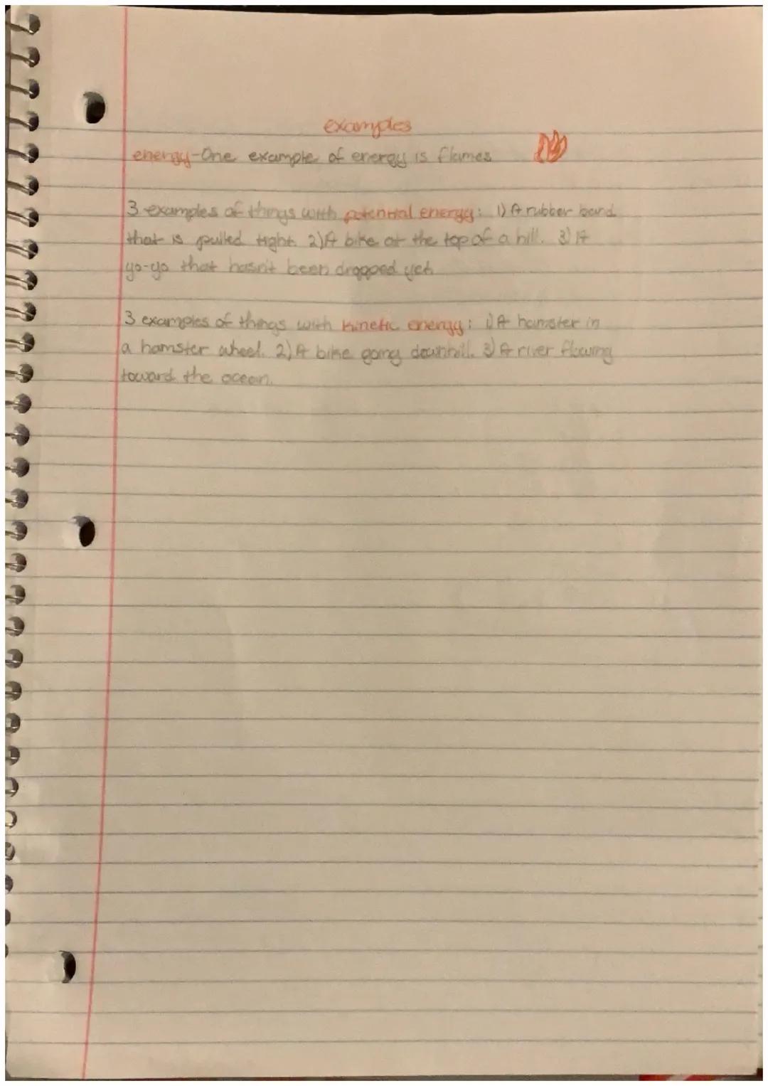 ## Terms

energy- the ability to do work.

work- the force applied to an object times the distance that the
object travels parallel to that 