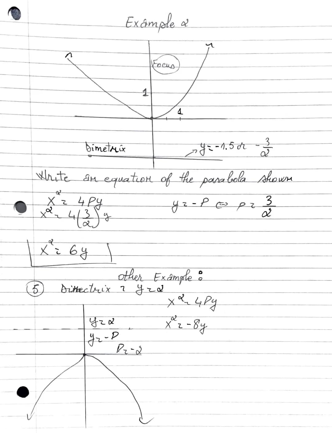 Vertex (0;0)
directrix
X=
x= op
X z 4 py ; p > 0
Vertex
(0;0)
Focus
(0;P)
2
y z 4 px
→
directrix V=-P
j
8.2
Formula
focus (P;0),
pro
Ventex 
