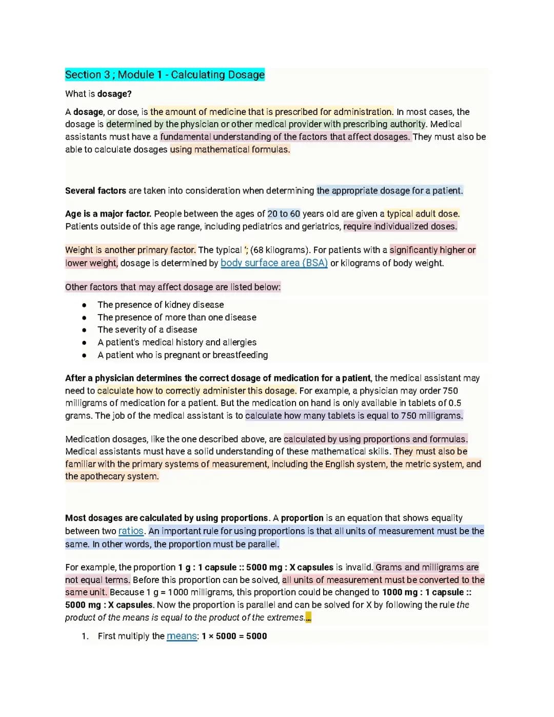 Pharmacology - Calculating Dosage - Section 3