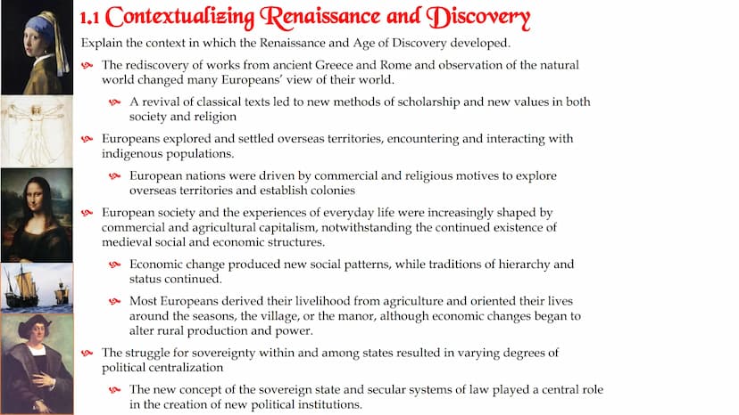 
<p>The Renaissance and Age of Discovery were developed in the context of the rediscovery of works from ancient Greece and Rome and the obse