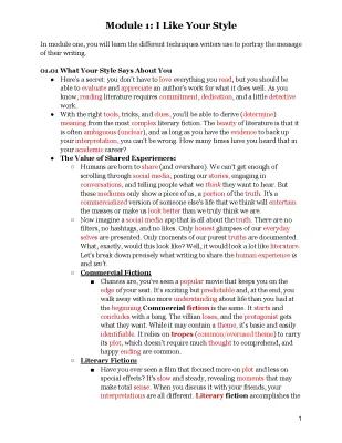 Know 1.01 What Your Style Says About You; 1.02: Layering on Some Meaning; 1.03: Analyzing Literature; 1.05: Start Analyzing; and 1.07 Compelling Conclusions thumbnail