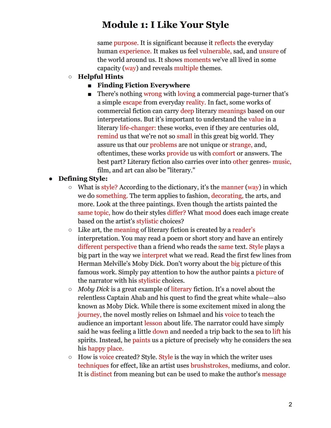 
<h2 id="techniquesforportrayingmessageinliterature">Techniques for Portraying Message in Literature</h2>
<p>In module one, you will learn t