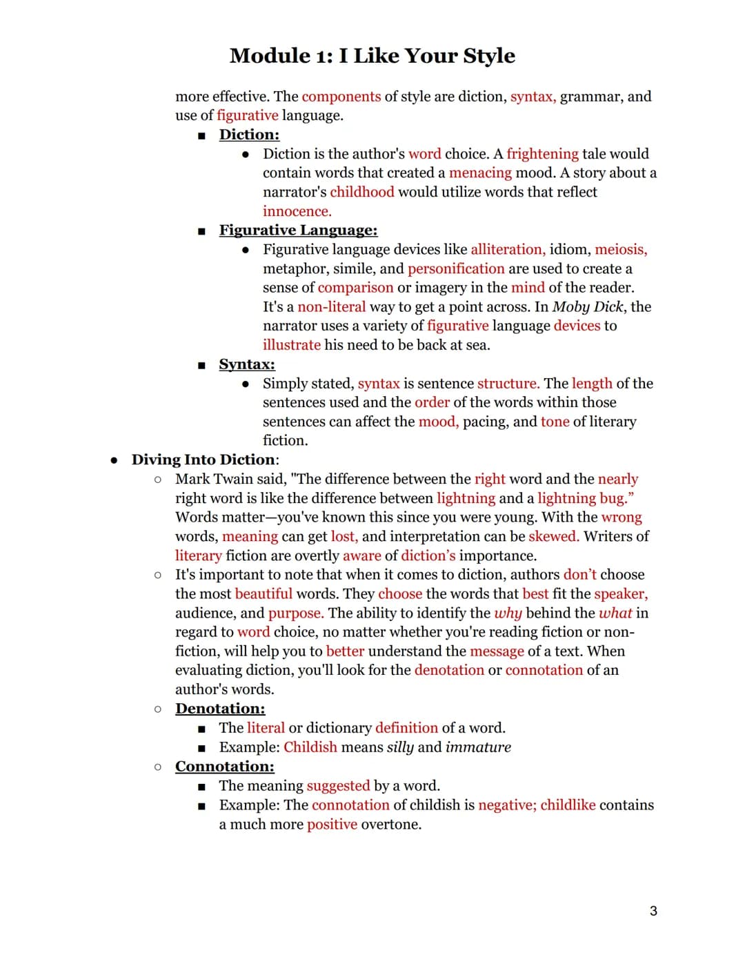 
<h2 id="techniquesforportrayingmessageinliterature">Techniques for Portraying Message in Literature</h2>
<p>In module one, you will learn t