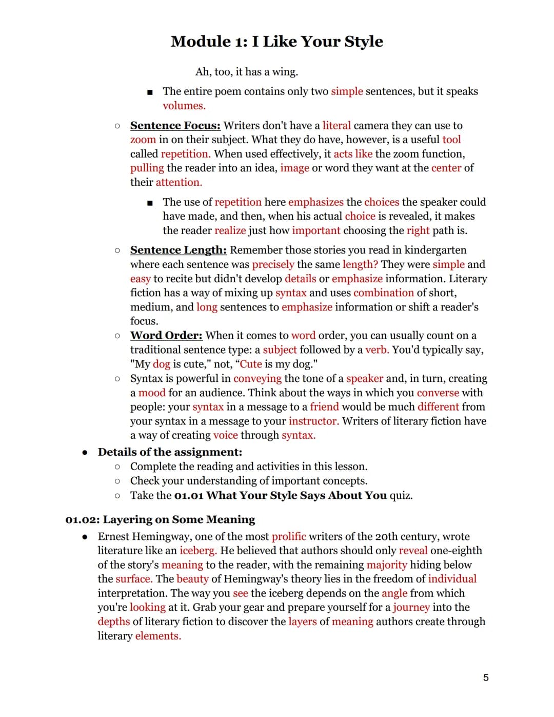 
<h2 id="techniquesforportrayingmessageinliterature">Techniques for Portraying Message in Literature</h2>
<p>In module one, you will learn t