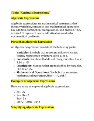 Know Algebraic Expressions thumbnail