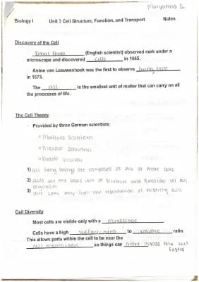 Know Biology Cell Stucture, Function, and Transport notes  thumbnail