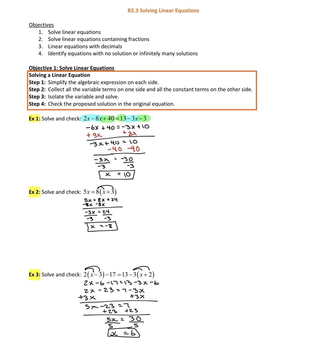 Solving linear equations 