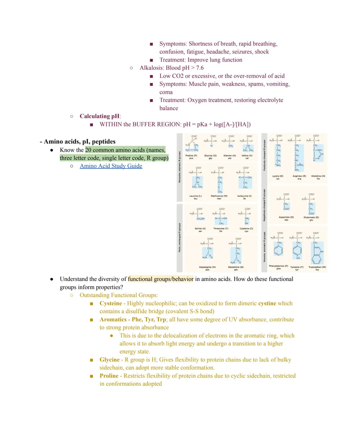 - Non-covalent interactions
Be able to identify hydrogen bonding, dipole-dipole interactions, electrostatic interactions (salt
bridges), and