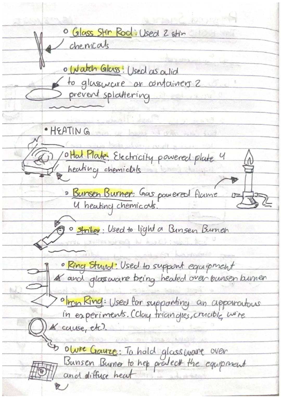Physical Science.
THE BASICS: LAB EQUIPMENT
Lab Equipment
GLASSWARE
。 Graduated Cylinder: Makes precise volume
measurements of liquids
• Erl