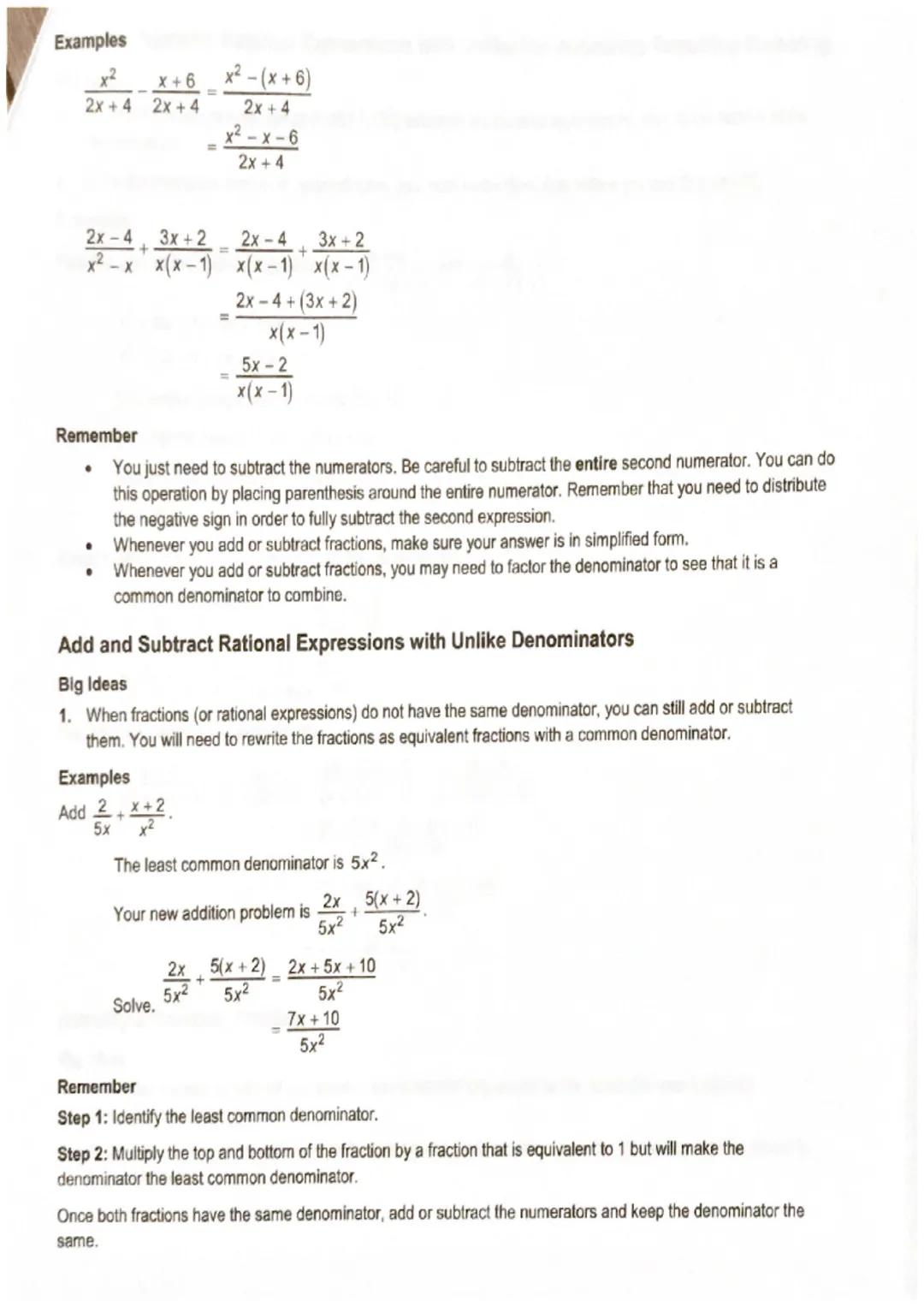 # Performing operations with rational expressions

Multiply Rational Expressions

Big Ideas

1. Rational expressions are fractions with a po