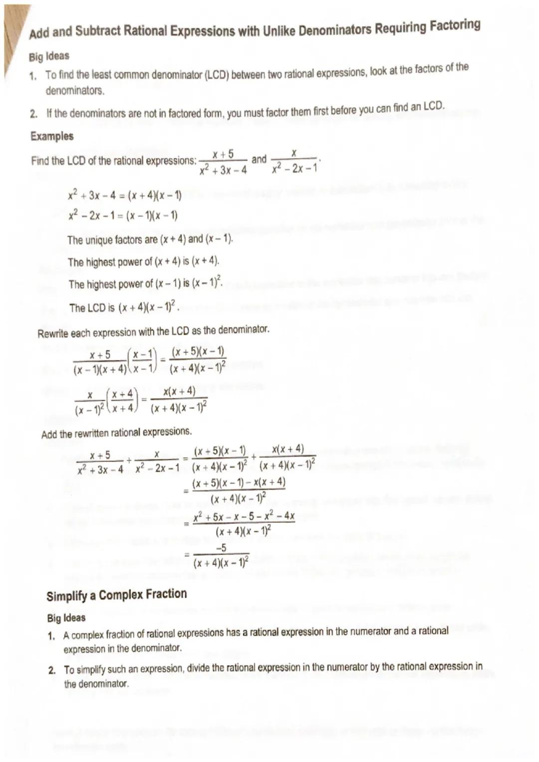 # Performing operations with rational expressions

Multiply Rational Expressions

Big Ideas

1. Rational expressions are fractions with a po