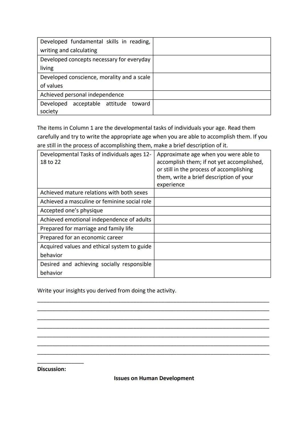 Module 2: Issues on Development, Stages of Human Development and Developmental
Tasks
Overview
This module puts together 3 topics.
The first 