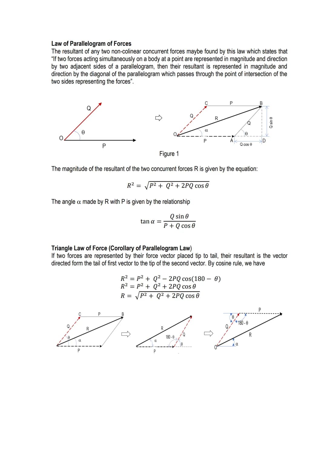 
<p>The Law of Parallelogram of Forces, defined in physics, states that the resultant of any two non-collinear concurrent forces may be foun