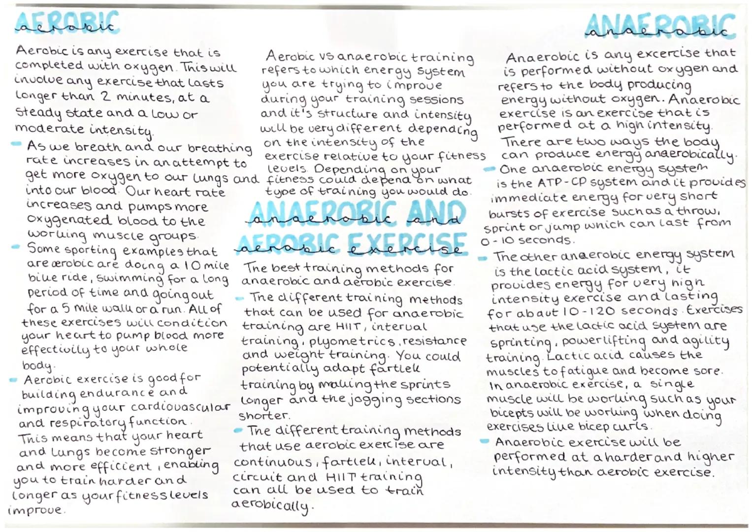 AEROBIC
Aerobic is any exercise that is
completed with oxygen. This will
involve any exercise that lasts
Longer than 2 minutes, at a
Steady 