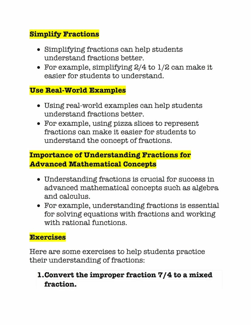 TOPIC: Understanding Fractions: A Comprehensive
Study Note
Introduction
• Fractions are a fundamental concept in
mathematics that represent 