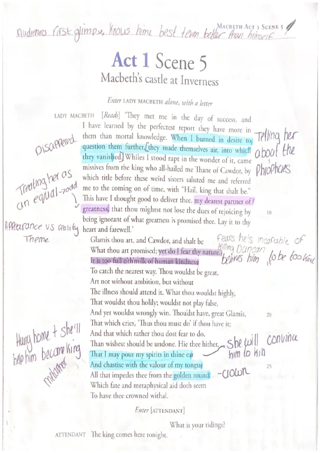 fashes, distortion
Showing storm refieds
things being obsecurel
hiding reality-choos
-chant-like effect
Connection
with witches!
Macbeth
Act