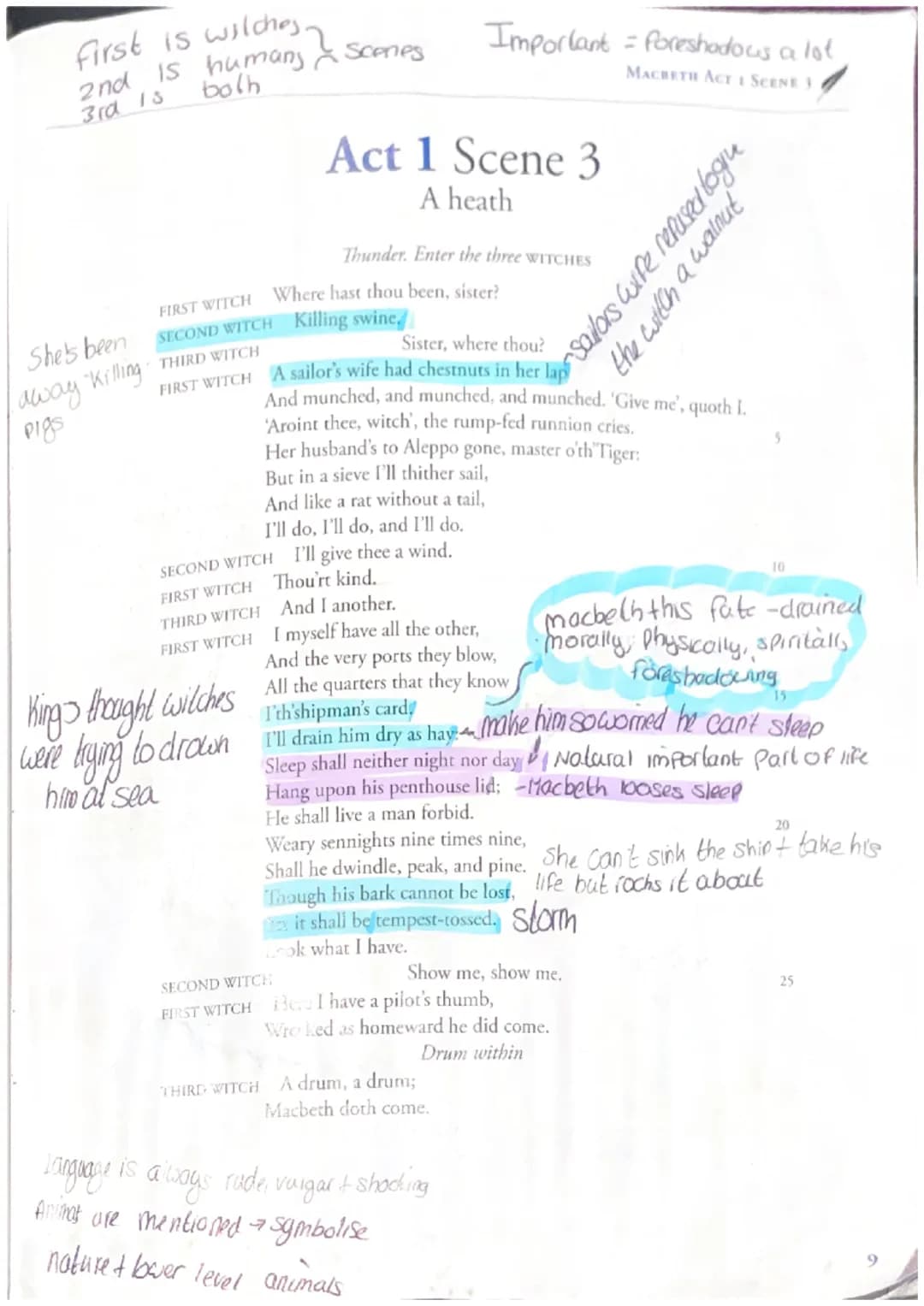 fashes, distortion
Showing storm refieds
things being obsecurel
hiding reality-choos
-chant-like effect
Connection
with witches!
Macbeth
Act