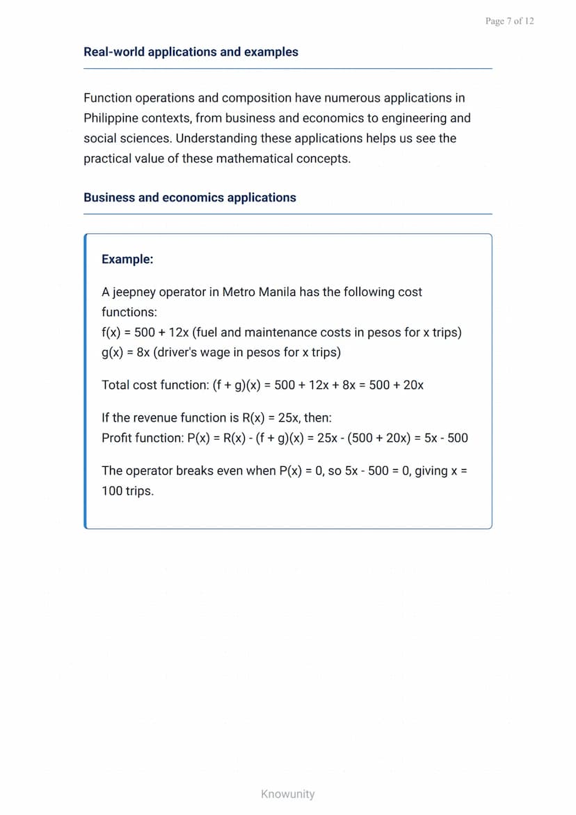 Functions and Their Graphs: Operations on Functions and Composition
Master function operations and composition with
practical examples
What 