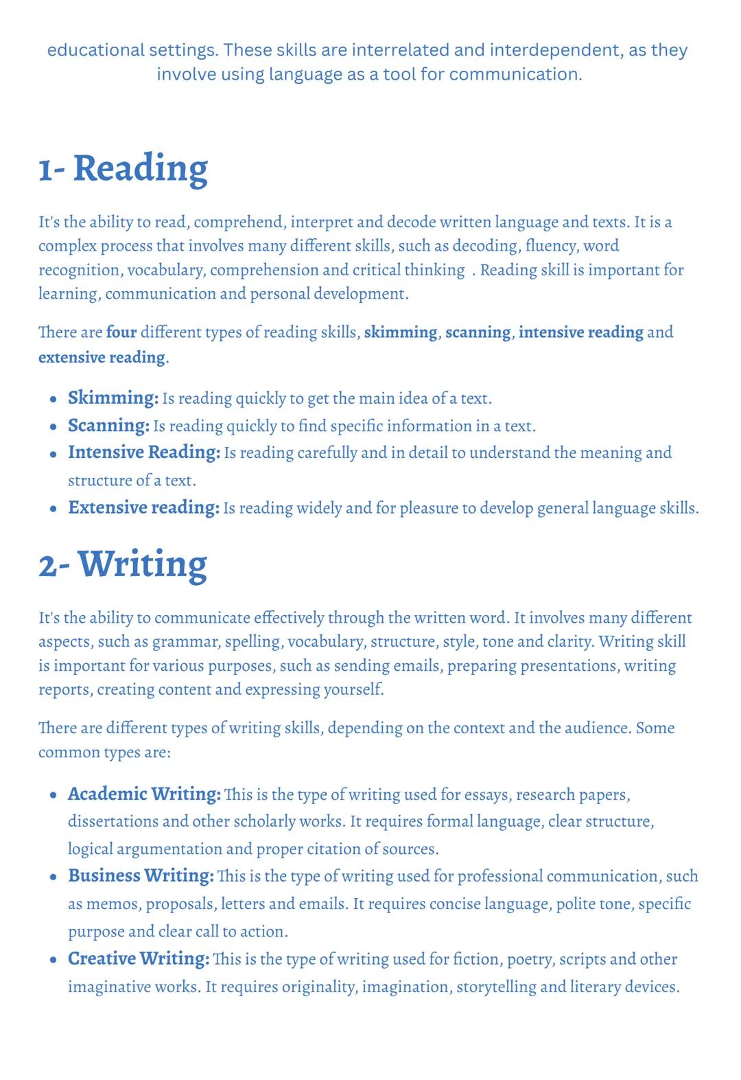 International
ih House
Summary of the 4
Skills
Reading, Writing, Listening & Speaking
By: Omer Alshwihidi
Mrs. Fairouz
Introduction
Communic
