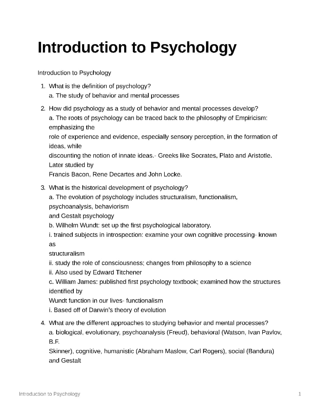 Introduction to Psychology