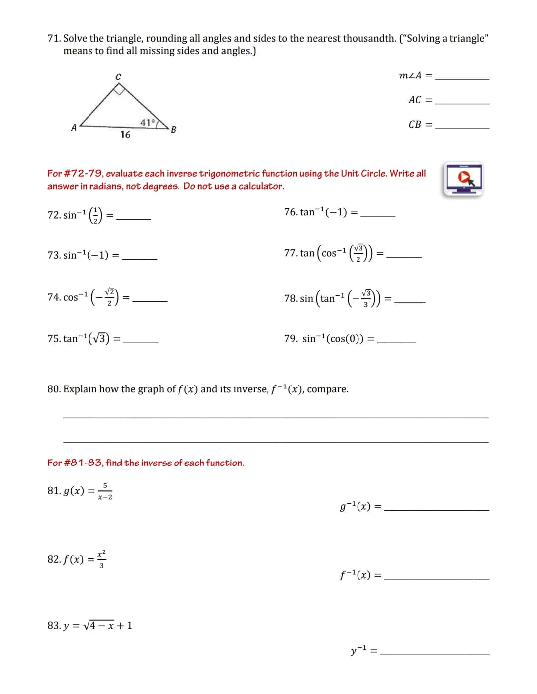 AP Calculus AB
Summer Packet
This packet is intended to prepare you for AP Calculus AB by reviewing
prerequisite algebra and pre-calculus sk