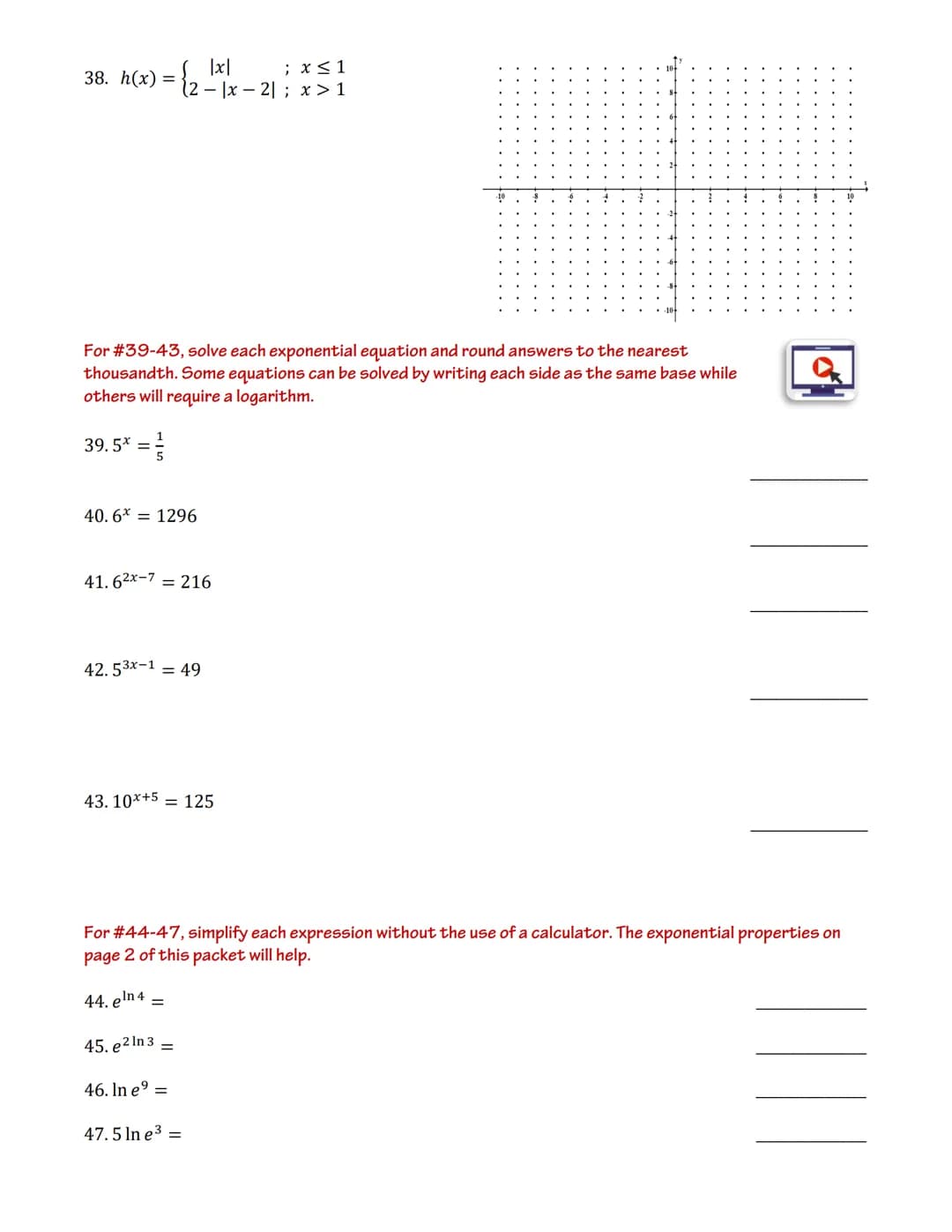 AP Calculus AB
Summer Packet
This packet is intended to prepare you for AP Calculus AB by reviewing
prerequisite algebra and pre-calculus sk