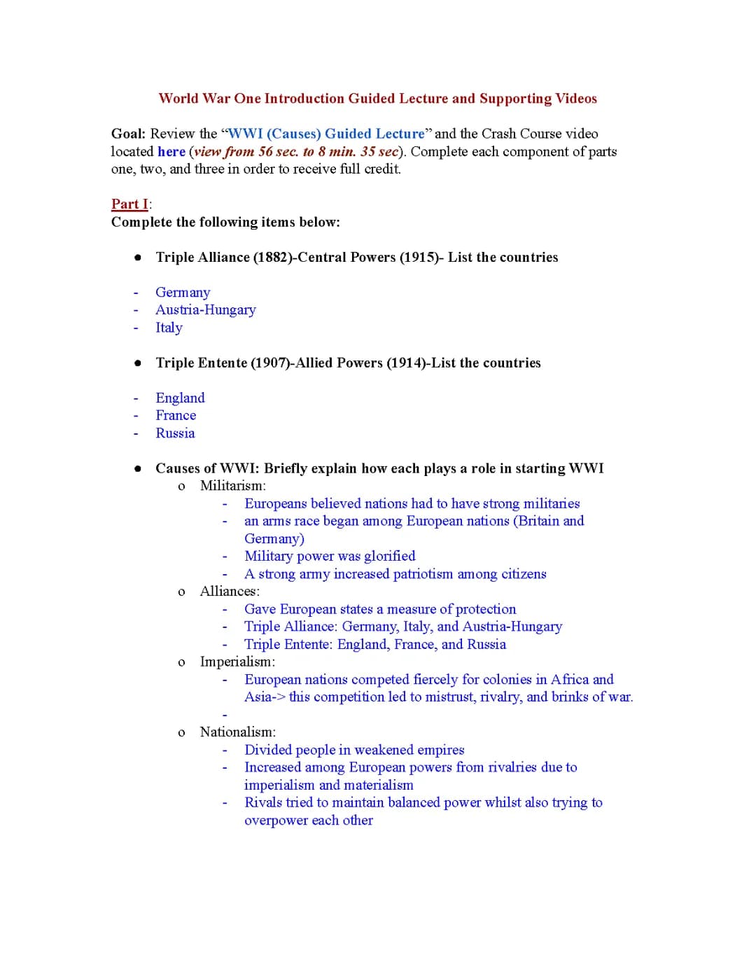 4 Main Causes of WW1 and Secret Alliances for Kids