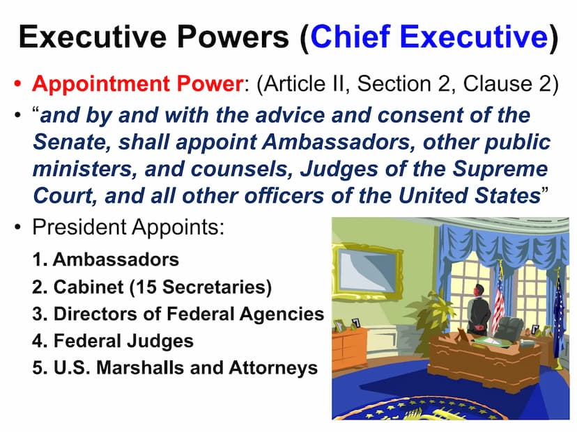 Presidential Powers Overview of Presidential Powers
Executive Powers
Diplomatic Powers
Military Powers
Legislative Powers
●
• Judicial Power