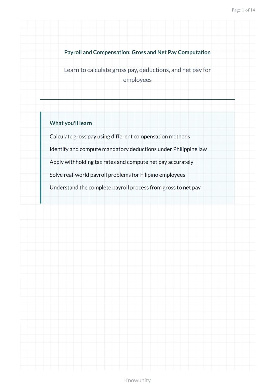 Payroll and Compensation: Gross and Net Pay Computation