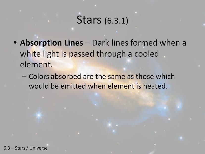Stars and the Universe-
Unit 6 Chapter 3
6.3 - Stars / Universe Stars (6.3.1)
Spectrograph - Instrument for measuring and
recording waves of