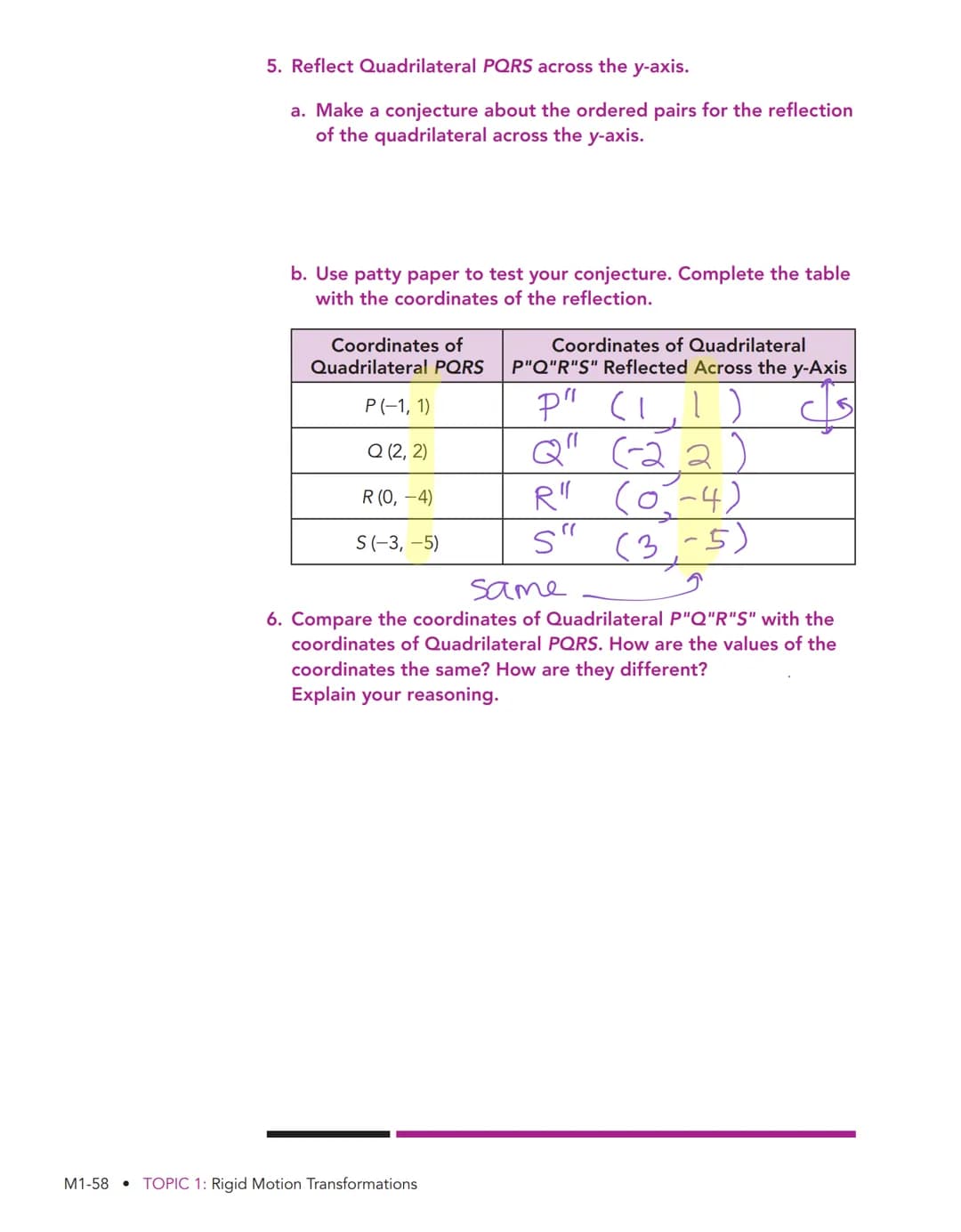 Mirror, Mirror 4
Reflections of Figures on the
Coordinate Plane
WARM UP
Determine each product.
1. -1 X 6
2.-(-1)
3. -1 X 4.33
4. 4h(-1)
LEA