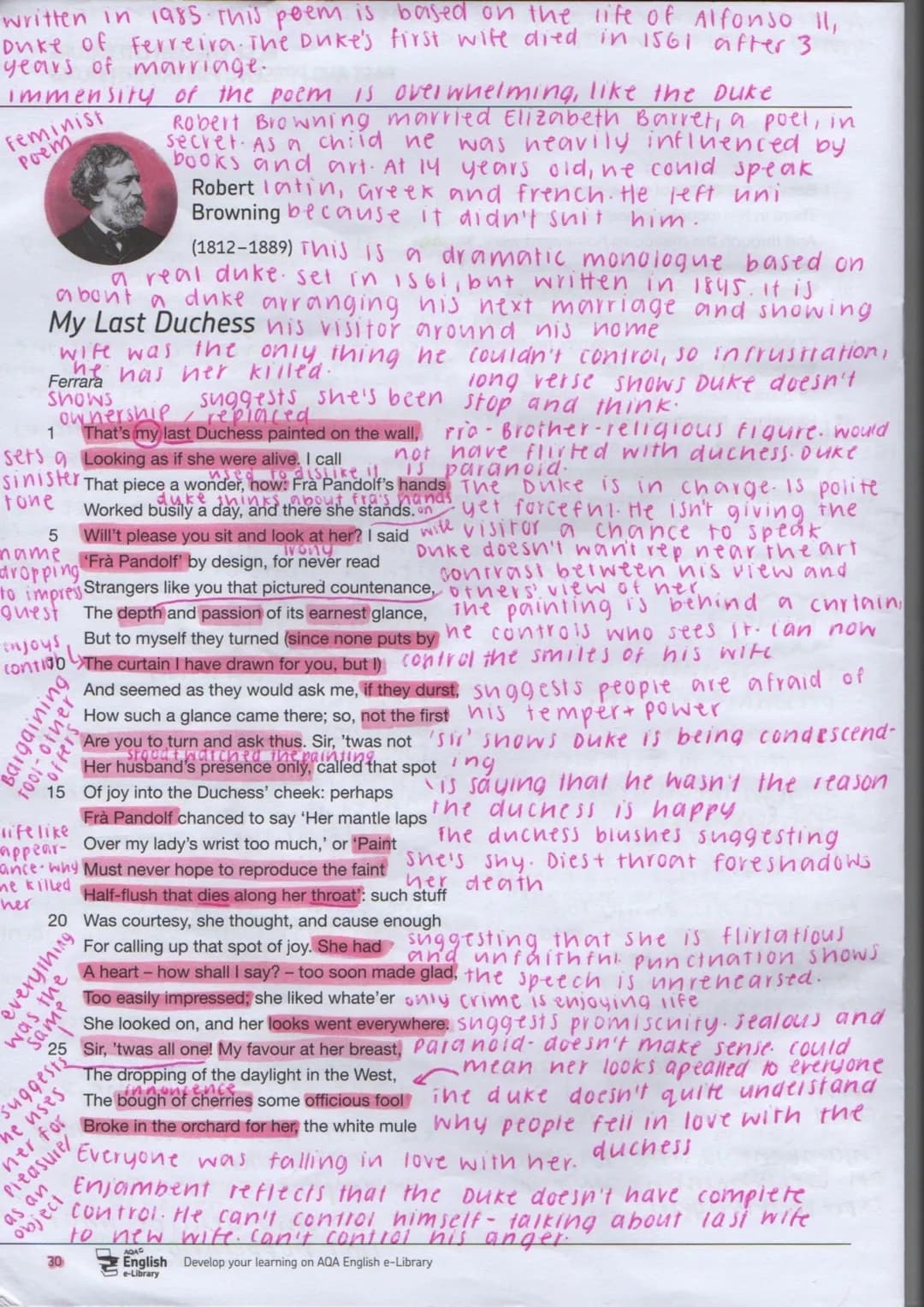 line 30, lambic pentameter breaks, reflecting the break in
com posure when speaking about his wife
GCSE ENGLISH LITERATURE
line 36 (which I 