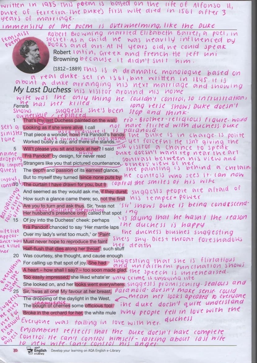 line 30, lambic pentameter breaks, reflecting the break in
com posure when speaking about his wife
GCSE ENGLISH LITERATURE
line 36 (which I 