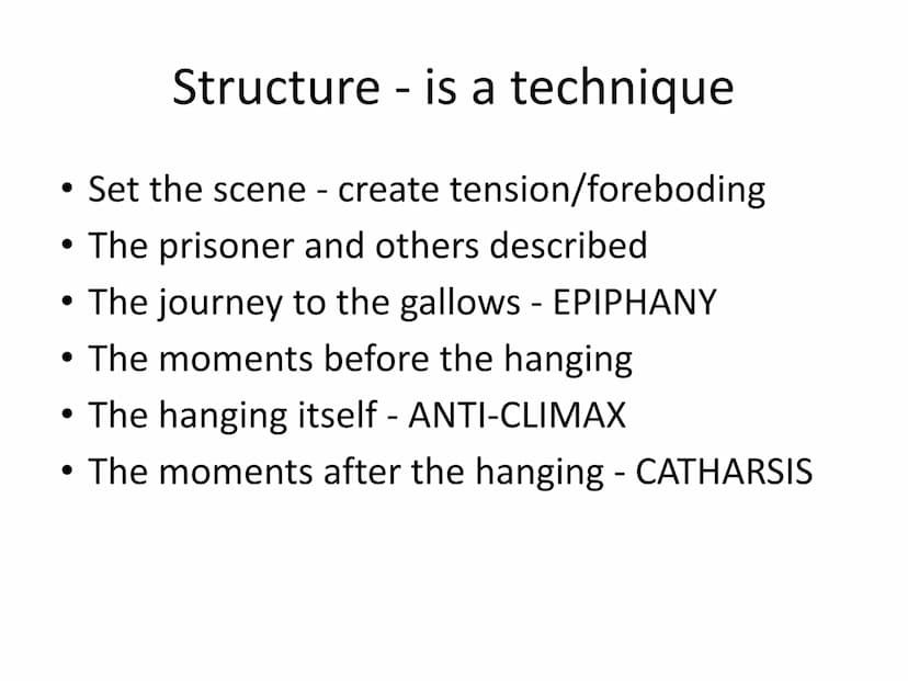 A Hanging
George Orwell Context
• Written after the event (1930s)
Took place in 1920s in Burma under British
rule
• Reflects the period abou