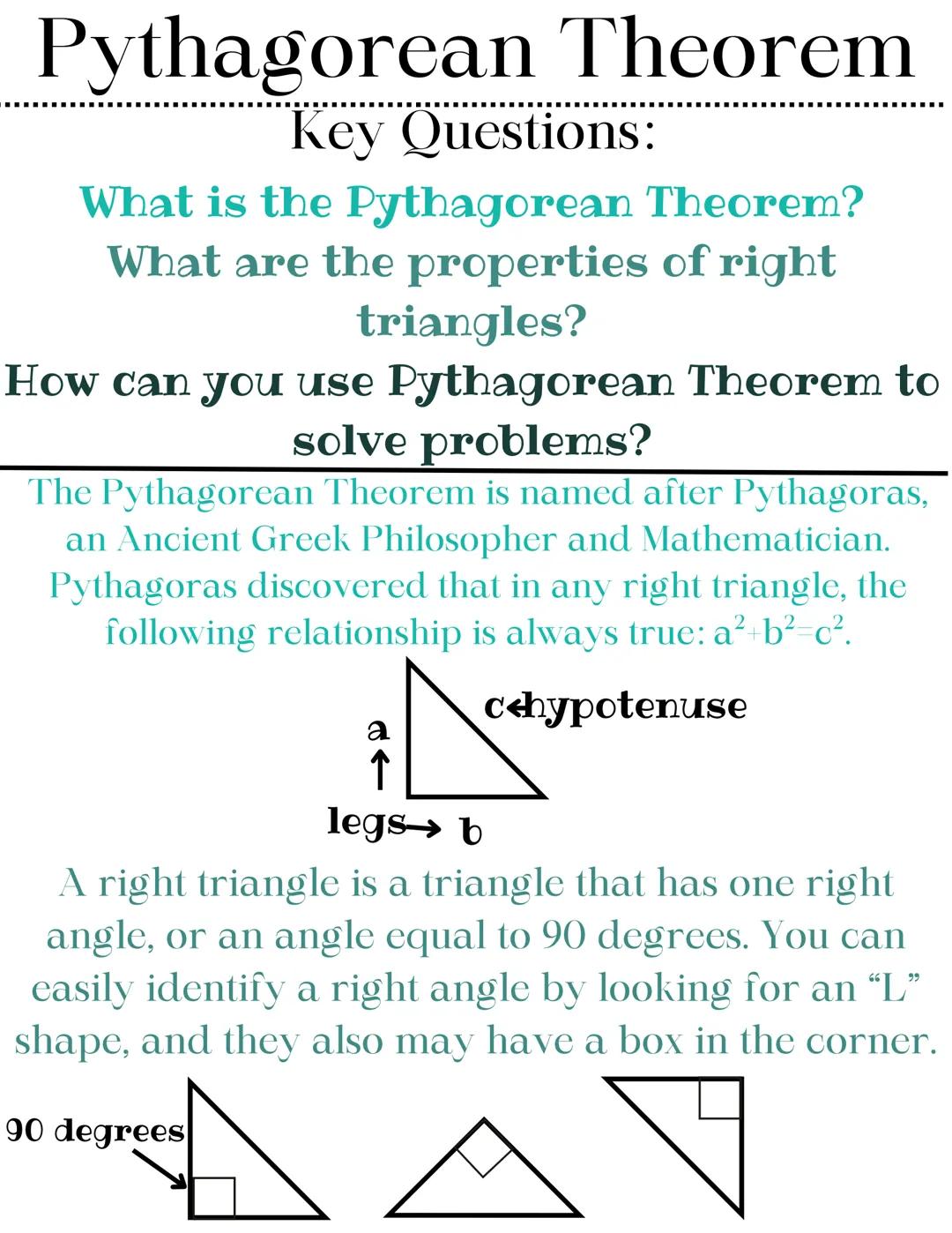 Pythagorean Theorem notes with examples 