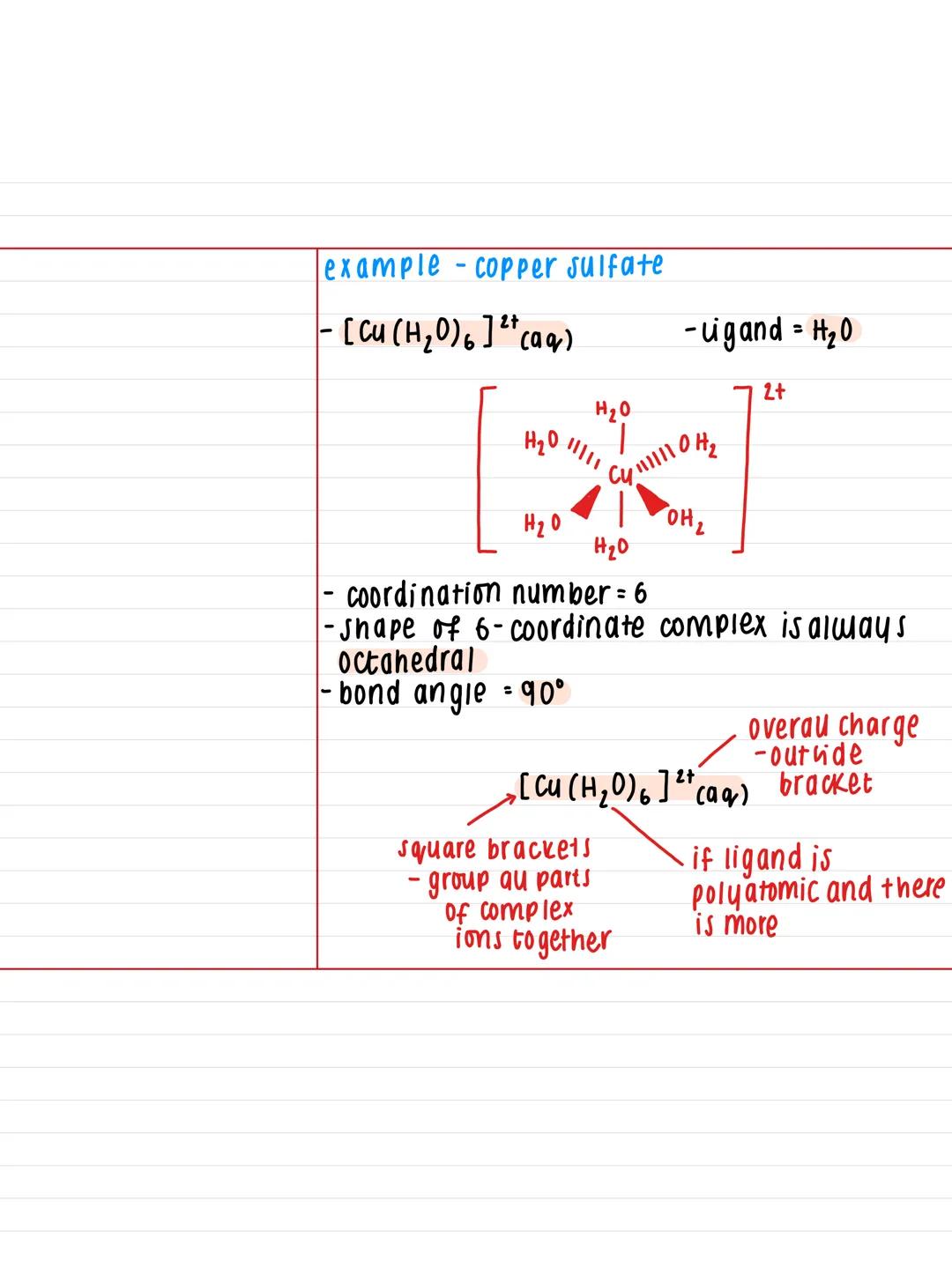 24.2-Formation and shapes of complexions

Key Facts:

Notes:
Complex ion
-formed where one or more molecules or
negative ions bond to a cent