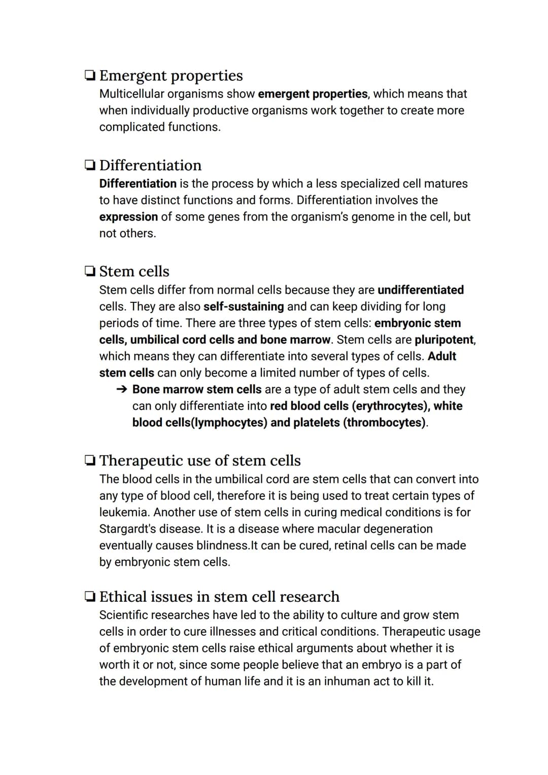 CELL BIOLOGY 1 (SUMMARY)
1.1 Introduction to cells
The Cell Theory
The cell theory has three main principles: the cell is the smallest unit 