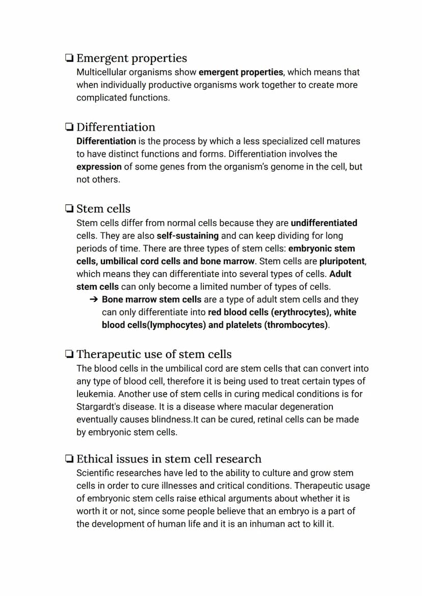 CELL BIOLOGY 1 (SUMMARY)
1.1 Introduction to cells
The Cell Theory
The cell theory has three main principles: the cell is the smallest unit 