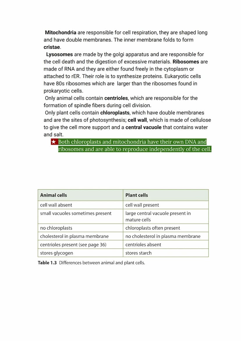 CELL BIOLOGY 1 (SUMMARY)
1.1 Introduction to cells
The Cell Theory
The cell theory has three main principles: the cell is the smallest unit 