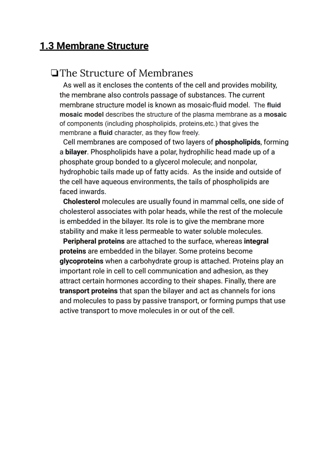 CELL BIOLOGY 1 (SUMMARY)
1.1 Introduction to cells
The Cell Theory
The cell theory has three main principles: the cell is the smallest unit 