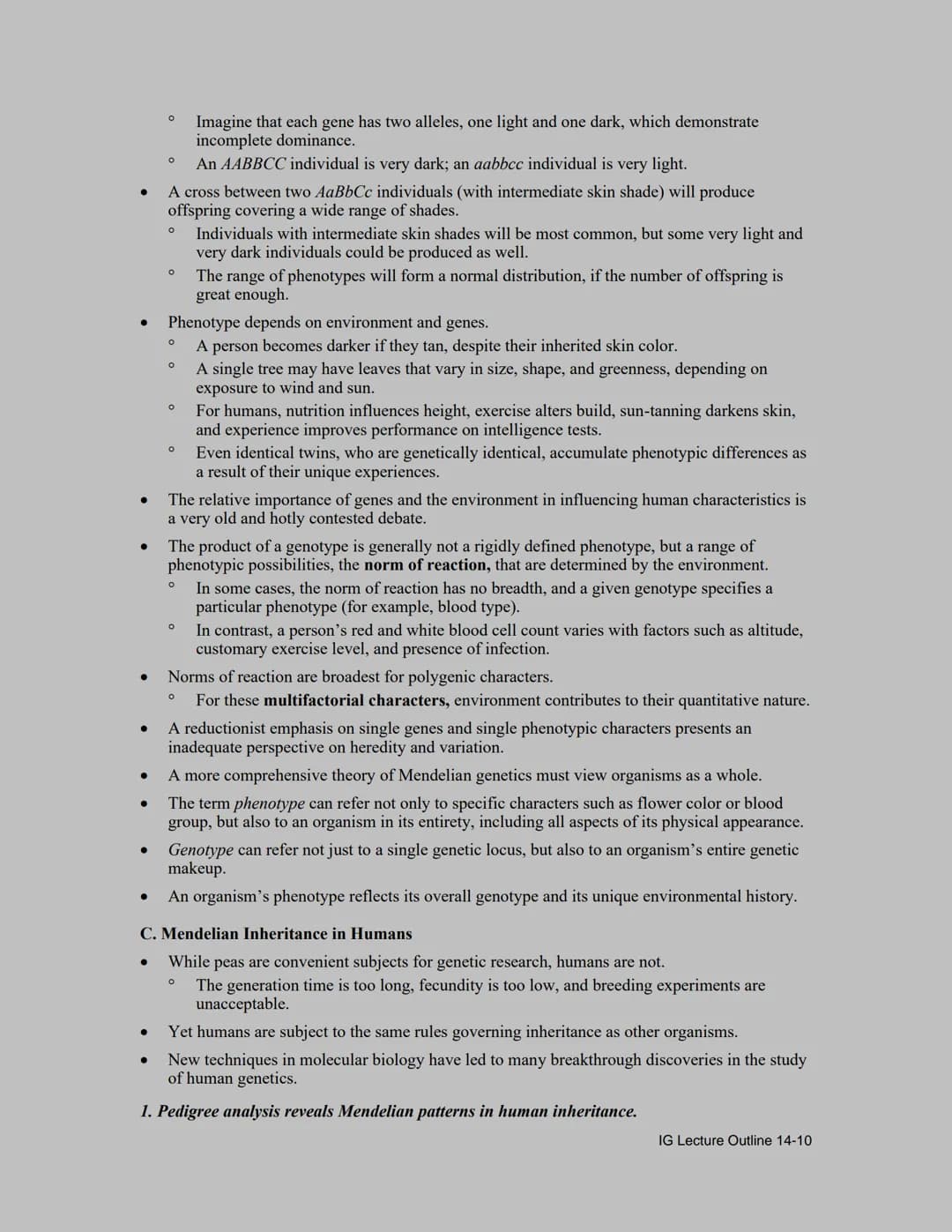 Lecture Outline
Overview
●
●
●
●
●
●
●
●
●
●
Every day we observe heritable variations (such as brown, green, or blue eyes) among
individual