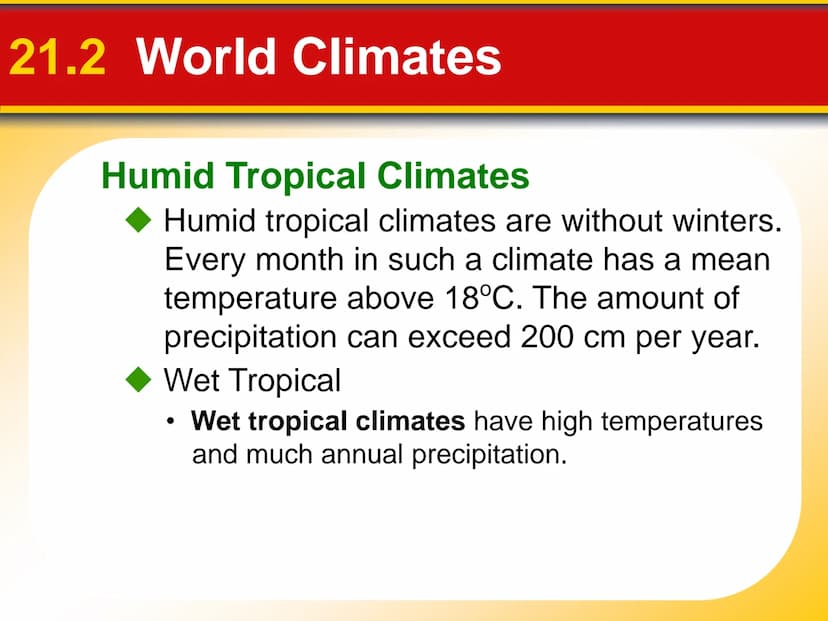 Chapter
21
Climate 21.1 Factors That Affect Climate
Factors That Affect Climate
Latitude
• As latitude increases, the intensity of solar ene