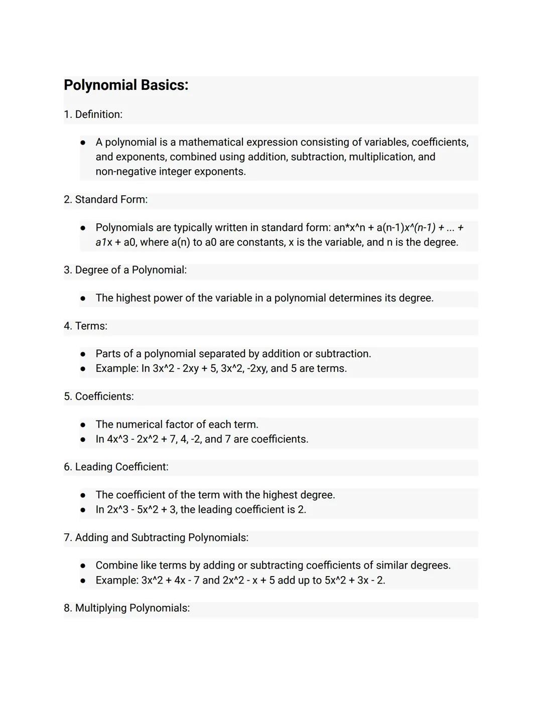 Polynomial Operations and Factoring Techniques