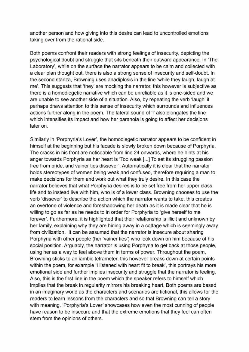 Examine how Browning presents extreme emotions in 'The Laboratory'
and one other poem of your choice (Porphyria's Lover) [25 marks]
Robert B
