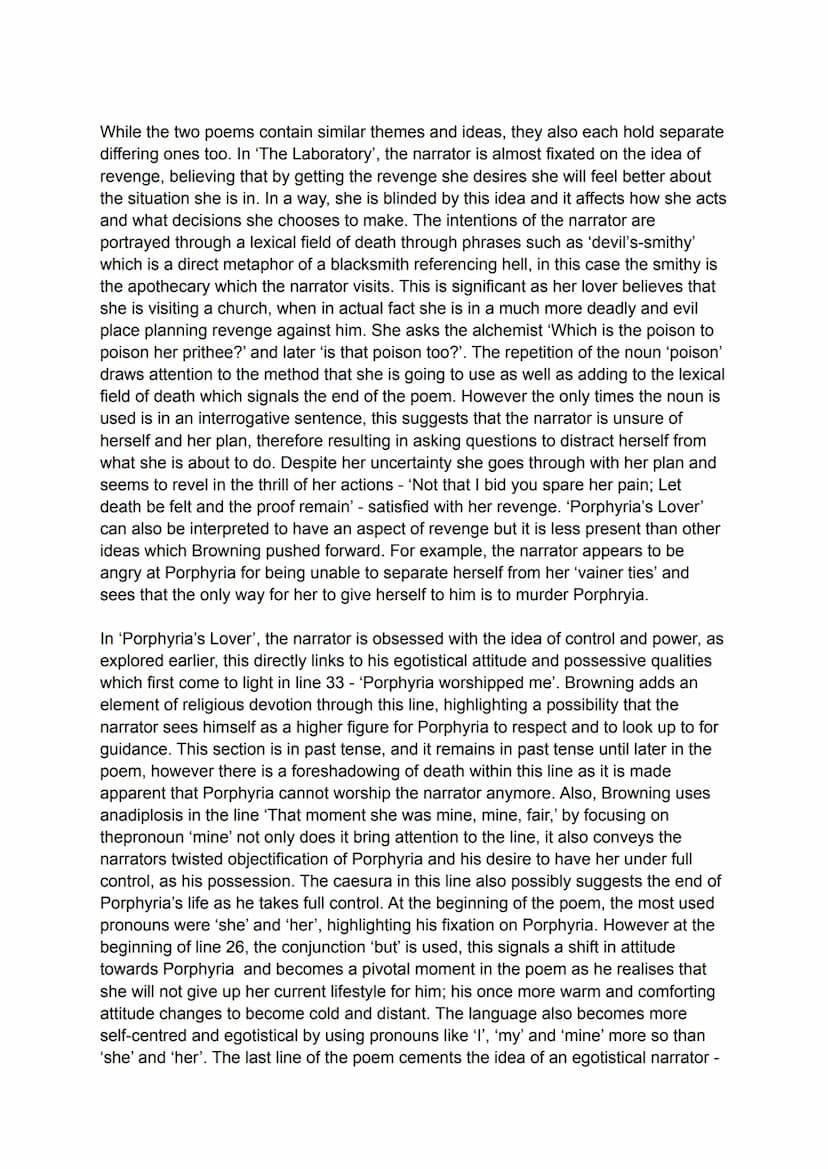 Examine how Browning presents extreme emotions in 'The Laboratory'
and one other poem of your choice (Porphyria's Lover) [25 marks]
Robert B