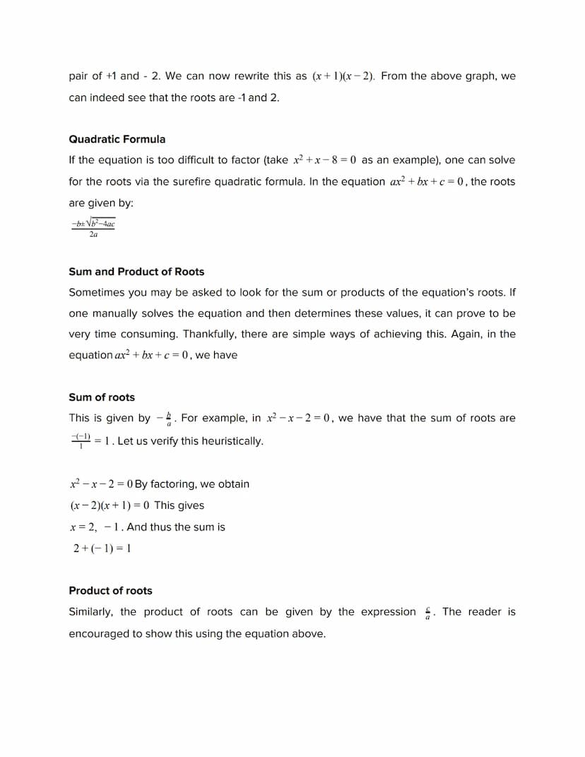 Quadratic Functions and Equations
Introduction
A quadratic function is any function of the form y = ax²+bx+c, where a, b, and c are real
num